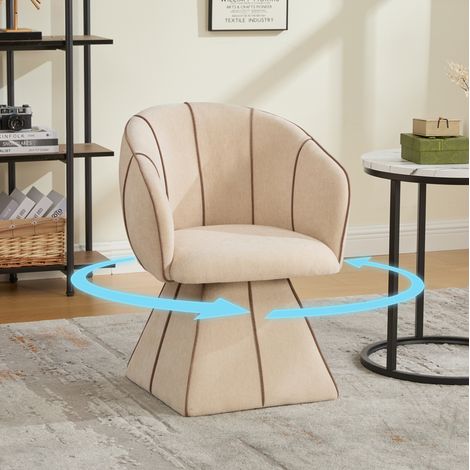 Drehsessel 56x54x74.5 cm Camel aus Chenille mit 360-Grad-Drehfunktion und ergonomischer Rückenlehne (1/5)