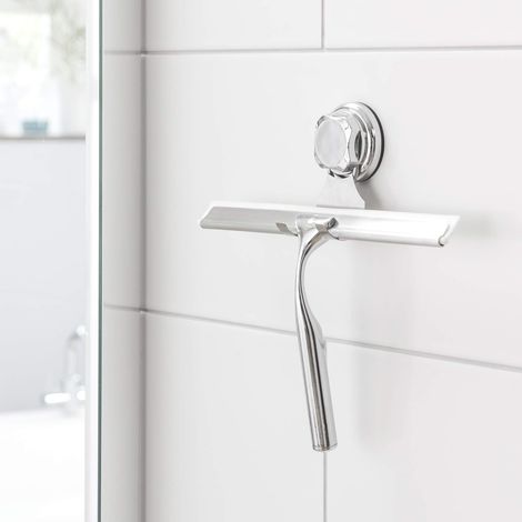 Duschabzieher mit Saugnapf, Silber, 25,4 x 5,5 x H 23,5 cm, RAN7820 (2er-Pack)