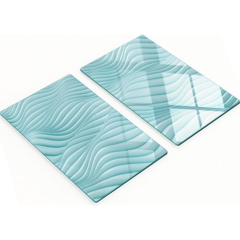 Taglieri decorativi in vetro temperato con motivo onde blu, 2x30x52 cm (1/5)