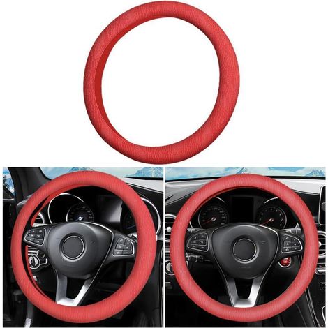 Lenkradhülle Rot Silikon Anti-Rutsch Atmungsaktiv Universal 36-40cm (1/4)