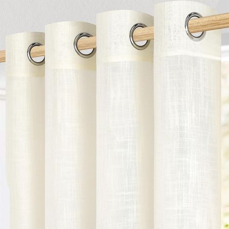 Rideau Voilage 300x240cm Naturel Lin Crème Rideaux Chambre Adult Salon Moderne Translucides et Draperies Intérieurs à Oeillets Décorati Dressing Cuisine Porte Boheme 1pc (1/5)