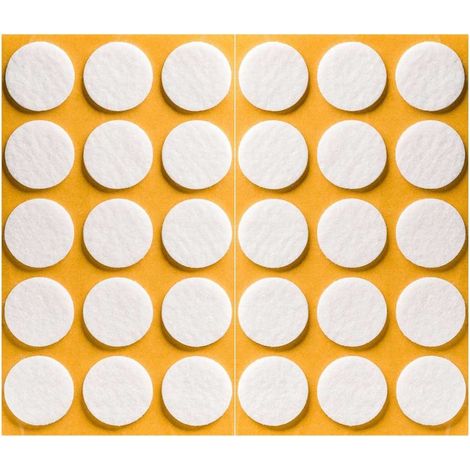 30x Patin feutre autocollant adhésif blanc rond diamètre 28mm épaisseur 3mm Anti Rayure A coller Protection Pied Meuble Table Chaise Sol Parquet