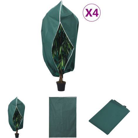 The Living Store Wintervlies mit Reißverschluss 4 Stk. 70 g/m² 1,2x1,8 m - Gartenpflege-Zubehör