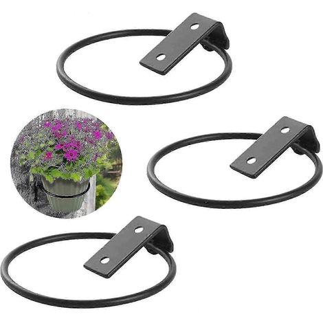 Crochets muraux métalliques et supports pour pots de fleurs avec soucoupe intégrée. Idéal pour terrasse, balcon et jardin. Édition 0923 (1/5)