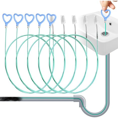 5Pcs Furet Déboucheur Canalisation 2m – Brosse Métal pour Évier, Nettoyage Tuyaux, Débouchage Efficace