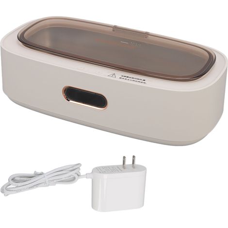 Nettoyeur ultrasonique portable 4 vitesses, petit appareil de nettoyage pour lunettes bijoux pinceaux cosmétiques montre 100-240V blanc prise US (1/5)