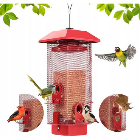 Mangiatoia per uccelli in metallo da appendere, 4 fori, 32 cm, 0,9 kg (1/2)