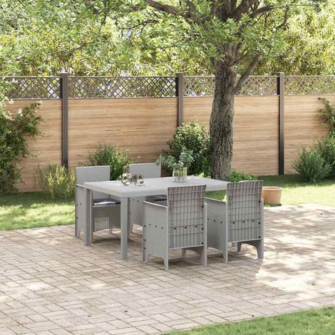 vidaXL Garden Dining Set 5 pcs Light Grey PP (1/5)