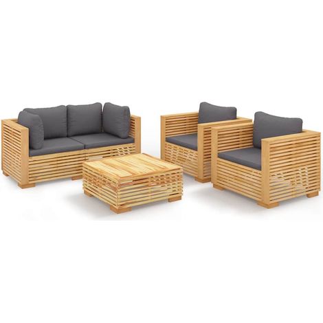 Maison Exclusive - Set Divani da Giardino 5 pz con Cuscini Legno Massello di Teak (1/5)