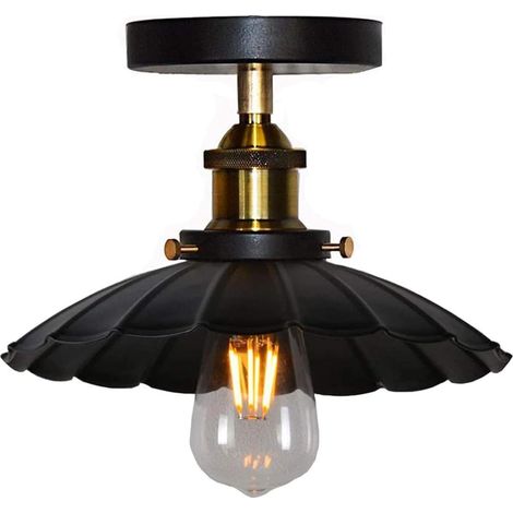 Vintage Metal Pendant Light Shade Industrial Umbrella Shape for Restaurant Loft Balcony 22cm/Black (1/5)