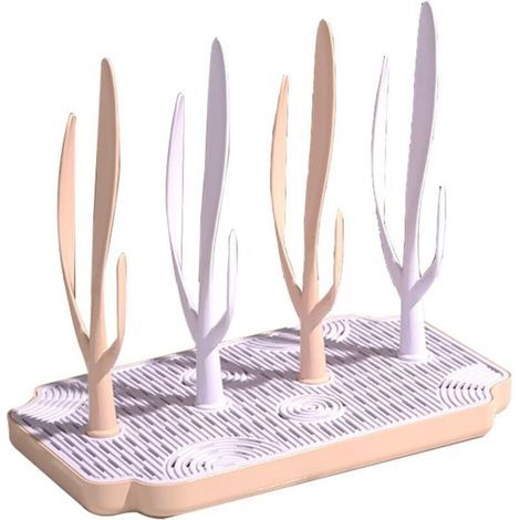 Sèche-biberon Biberon Etendoir égouttoir à Biberons Séchoir étagère de Séchage de Biberon Amovible pour Bébé Propre et Bien Rangée, Porte-biberon pour Biberons,Tétines (Rose) (1/5)