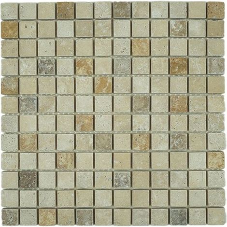 Mosaico Travertino - ALBEDO PIERRE - AL-205 - Invecchiato Tre Colori - 30,5x30,5 cm - Pietra Naturale