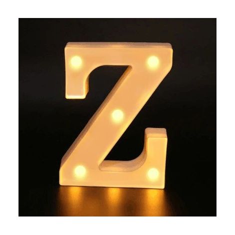 Veilleuse LED en forme de lettre et de chiffre (Z), 16 cm, avec alphabet lumineux. (1/5)