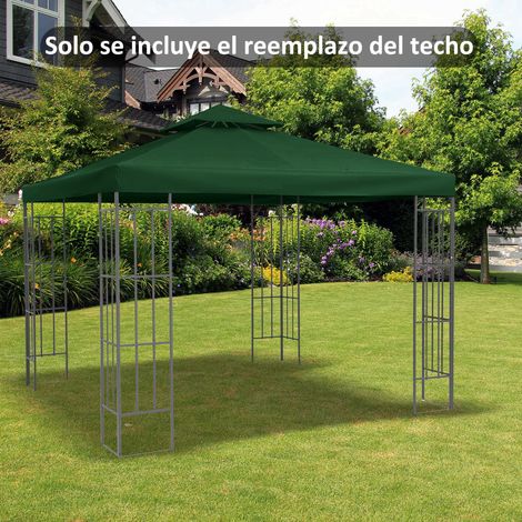 Toiture remplacement tonnelle 3x3m couverture  toit double 8 trous drainage protection UV uniquement auvent remplacement pavillon kiosque, vert