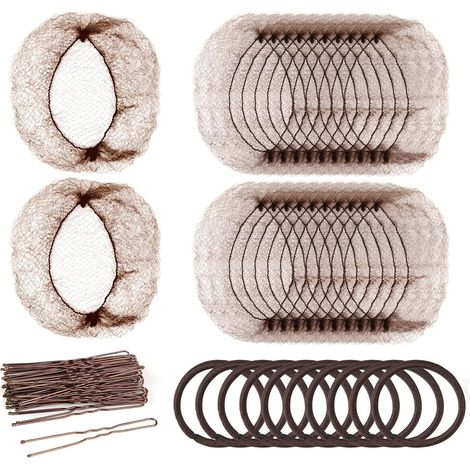 80 Pcs kits de réseautage,30 Pcs brown Filet Cheveux,Filet Chignon Invisible Élastique,Accessoires de Cheveux pour Infirmière,Ballet, Danse,Avec 40 Pcs Pinces à Cheveux & 10 corde à cheveux (Brown) (1/5)