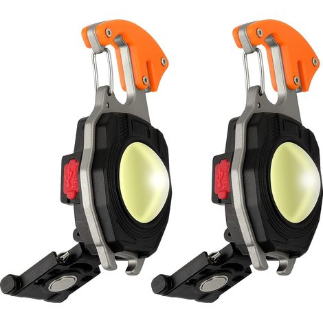 Mini Lampe de Travail Portable Lampe de Poche Rechargeable 800 Lumen Porte-clés Lampes d'inspection, avec Ouvre-Bouteille,Base Magnétique, pour Camping/Réparation/Urgence(2PCS) (1/5)