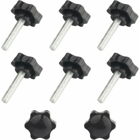 Jeu de 8 vis à tête moletée, M8 x 40 mm, plastique et métal, fixation étoile, pour machines-outils (1/5)
