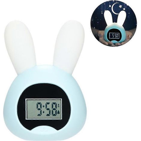 Réveil lumineux pour enfants, mignon, en forme de lapin, avec lampe de chevet LED USB, silencieux et numérique. (1/5)