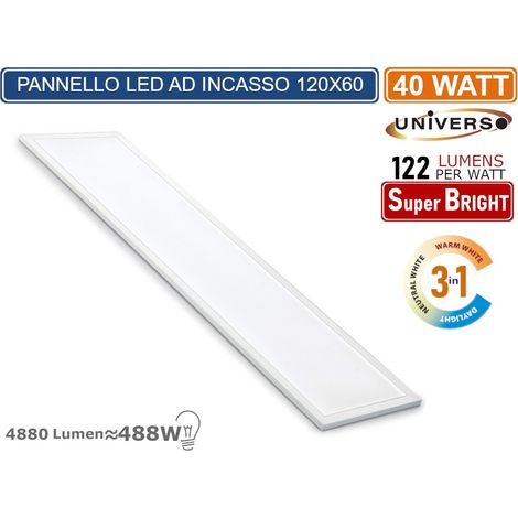 UNIVERSO PN-120-3C PANNELLO SMD LED SLIM RETTANGOLARE 120x30 40W 4880 LUMEN CCT 3000K - 4000K - 6500K (1/4)