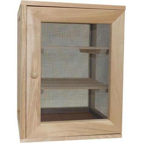 Garde-manger fromager 3 étages en hêtre – Grillagé sur 4 faces – Dimensions : 35x29x28 cm – Pour conservation fruits et légumes – Masy (1/4)
