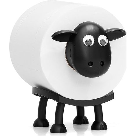 Porte-rouleau de papier toilette en forme de mouton Porte-papier toilette amusant sur pied Porte-rouleau de papier toilette imprimé en 3D noir Rangement pour rouleau de papier (1/5)