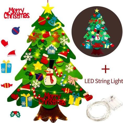 32Pcs Feutre Arbre De Noël en Feutre, Feutre Arbre De Noël pour Enfants, Sapin Feutrine A Decorer, DIY Feutre Arbre De Noël avec Ornements, Autre décoration pour Noël (1/5)