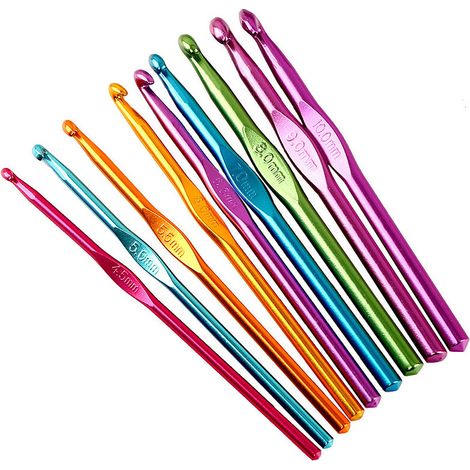 14pcs Crochets en Aluminium Tricot Outils Multicolore 2-10mm Crochets Aiguilles à Tricoter Craft - Débutants et Professionnels (1/5)