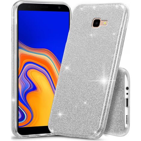 Custodia glitterata per Samsung Galaxy J4+ Plus, argento (1/3)