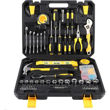 108Pcs Kit d'Outillage Ménager Clés Tournevis Lot d'Outils à Main Quincaillerie pour Décoration et Entretien (1/5)