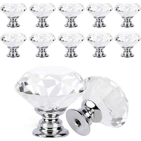 Poignée de porte monotrou cristal 30mm, 12pcs (1/5)