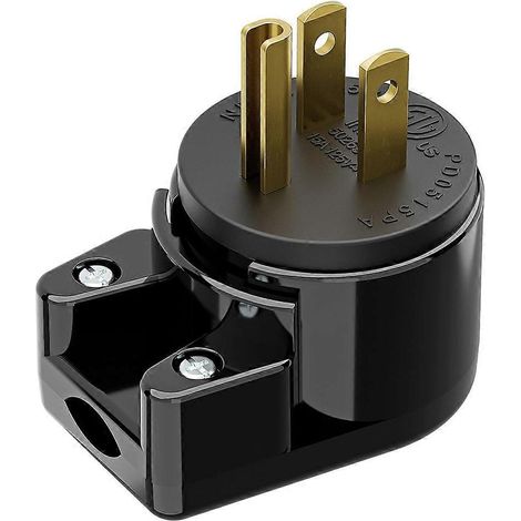 Compatible avec la prise coudée à 90 degrés NEMA 5-15P, prise américaine à trois broches réglable 15 A 125 V pour le recâblage, prise américaine noire. (1/5)
