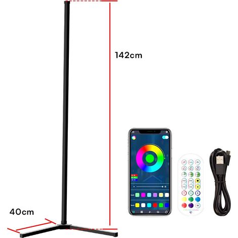 Lampadaire LED d'Angle, 142cm Lampe sur Pied RGB avec APP Contrôle et Télécommande (1/5)