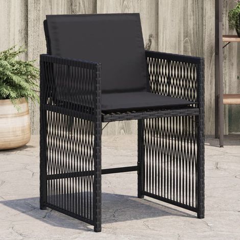 Lot de 4 Chaises de jardin,Siège de Terrasse Chaise d'extérieur avec coussins noir résine tressée CFW72043 (1/5)