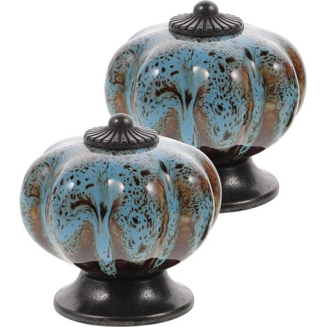 Lot de 2 Boutons de Meuble en Céramique Vintage Motif Léopard, Poignées de Porte de Placard Colorées, Single Trou, pour Tiroirs et Armoires Cuisine, Finition Émaillée Multicolore (1/5)