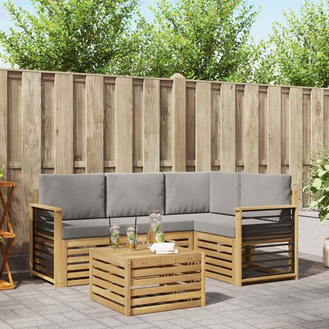 vidaXL Outdoor-Sofagarnitur 5 pcs Weiß und Hellgrau 59 x 59 x 37 cm (1/5)