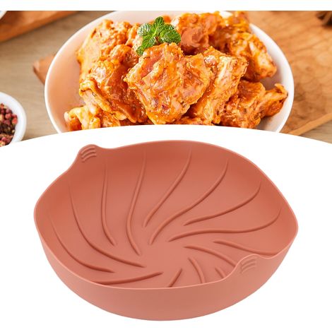 Hitzebeständiger Silikonkorb für Heißluftfritteuse, Silikon-Innenkorb, Silikonpfanne für Heißluftfritteuse, rot-rosa. (1/5)