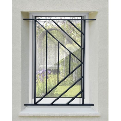 DMS – Grille de défense isoangle pour fenêtre 45 cm x 40 cm – Acier prépeint noir – Pose facile entre tableaux – Résistante aux intrusions