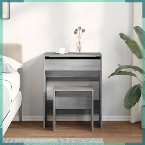 848218 Coiffeuse et tabouret sonoma gris 60x40x113,5 cm (1/5)
