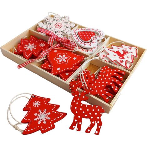 Weihnachtsbaumschmuck aus Holz, 24 Stück