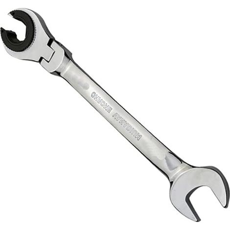 Clé à cliquet à tête flexible de 19 mm avec double extrémité ouverte, polie au miroir, cliquet, clé à écrous, clé en tube d'acier chrome vanadium (1/4)
