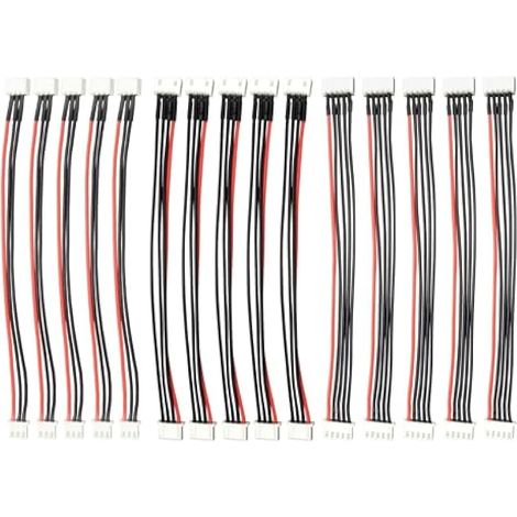 JST-XH 2S/3S/4S Lot de 15 rallonges de Prise d'équilibre 20cm pour Batterie LiPo 22 AWG en Silicone, RC LiPo Batterie Balance Chargeur Câble (1/5)