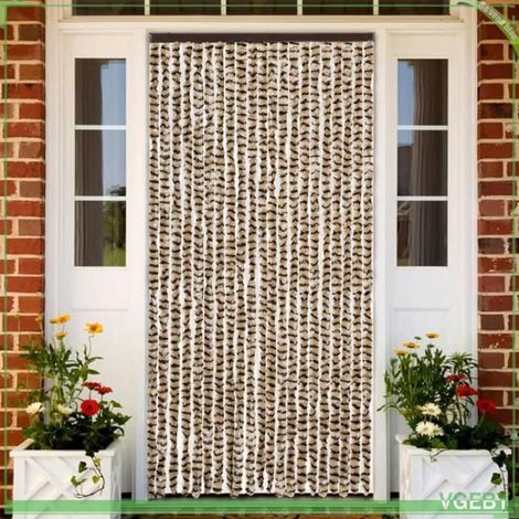 377388 Rideau anti-mouches beige et marron 90x200 cm chenille (1/5)