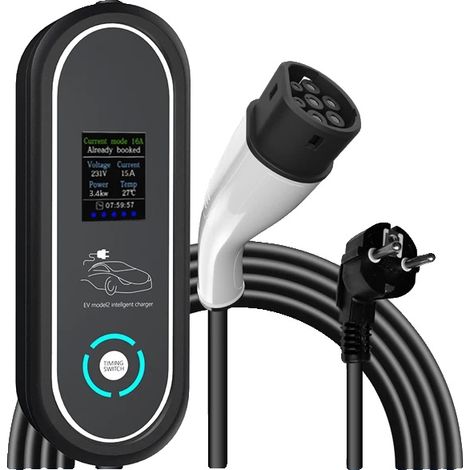Chargeur EV Portable, Compatibilité Type 2, Courant Réglable, 16A 3.5KW 1P (1/5)