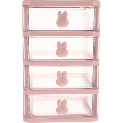 Tiroir de rangement en plastique, 21 x 17 cm, 4 niveaux, meuble de rangement de bureau multifonctionnel, mini-organisateur de tiroirs pour la maison (1/5)