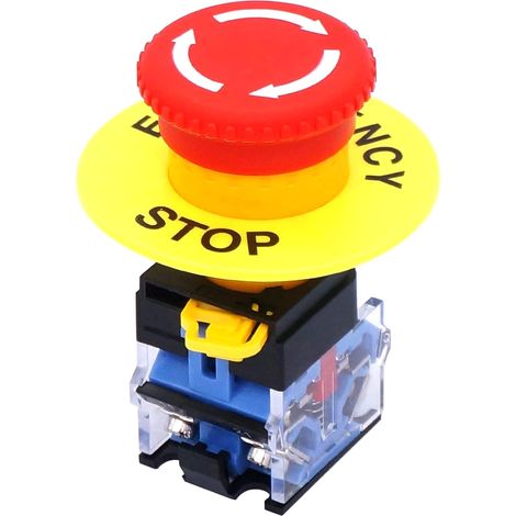 Taiss 2 NC LA38A-02ZS - Interruttore di emergenza con blocco per funghi, 22 mm, 10 A, 440 V (1/4)