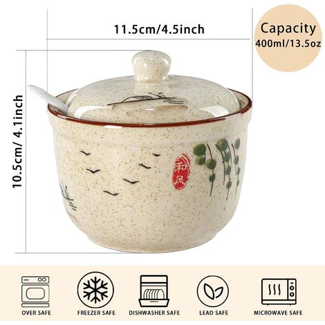 Sucrier en céramique JeiibrZui avec cuillère - 400 ml - 1 pièce - Blanc - Élégant récipient de rangement pour la cuisine et le coin café (1/5)