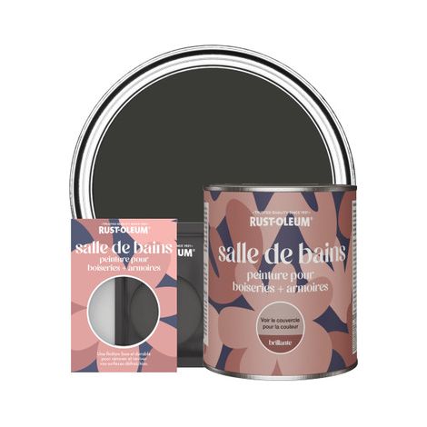Peinture pour Boiseries & Armoires de Salle de Bains, Finition Brillante - Magie Noire (1/2)