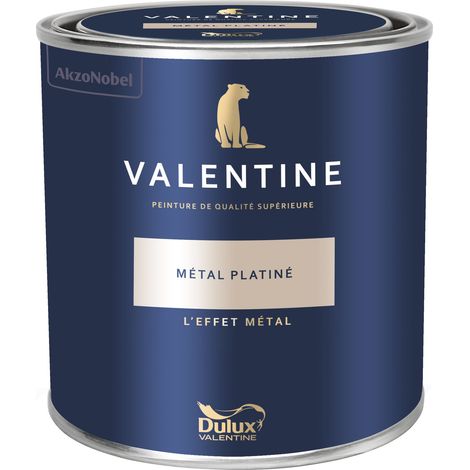Dulux Valentine Peinture intérieure de haute qualité - Valentine - Couleur intense & pouvoir couvrant élevé - Mat Velouté Métal Platiné 1 L