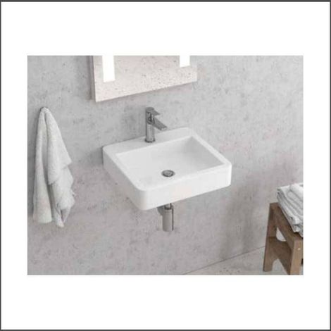Lavabo Sospeso 45x42xh10 cm In Ceramica - Con Foro Troppopieno (1/2)