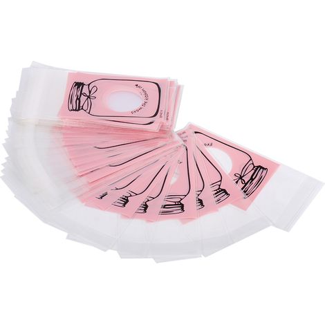 Lot de 100 sachets en plastique adorables pour bonbons, biscuits et cookies, fournitures de fête (Rose) (1/5)